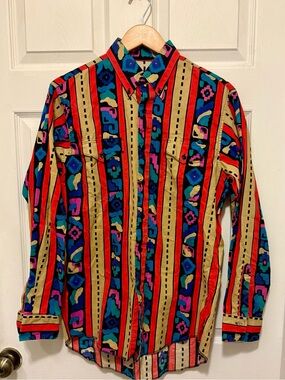 Wrangler Multicolor Patterned Button-Up Western Shirt